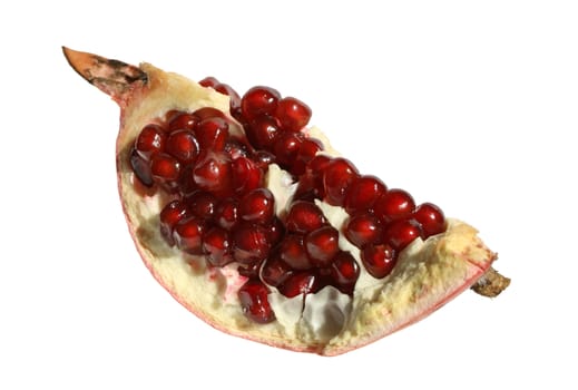 Ripe pomegranate on a white background.