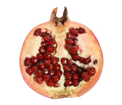 Ripe pomegranate on a white background.