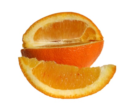 Ripe orange on a white background.