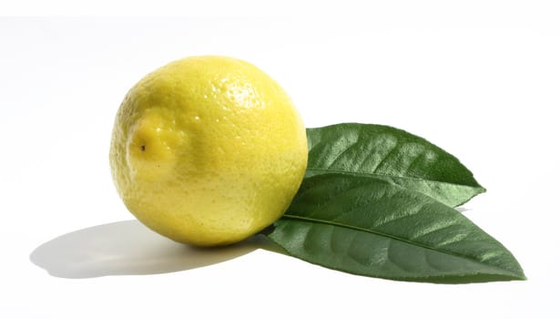 The lemon on a white background.