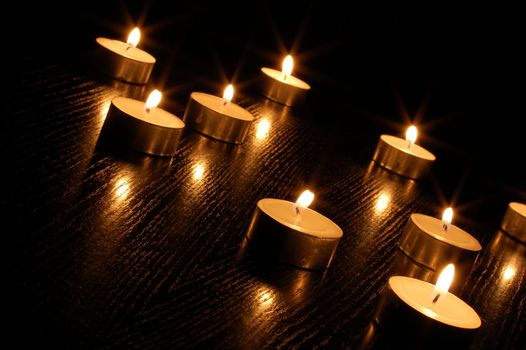 romantic candle light on a black background