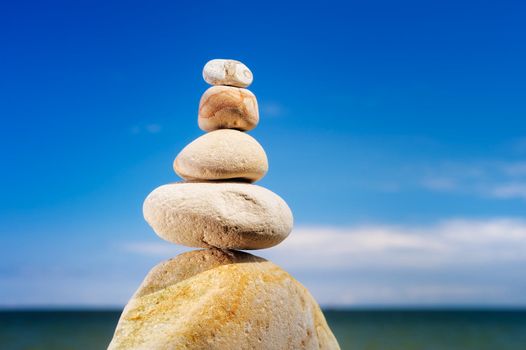 Pile of the light stone on the shore