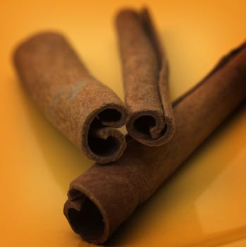 Close up of cinnamon sticks, shallow Dof