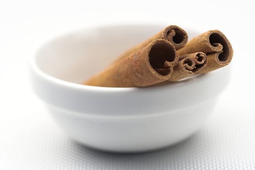 Close up of cinnamon sticks, shallow Dof