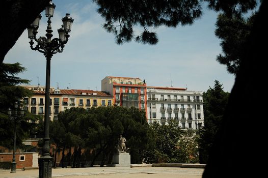 view from madrid park at building, horizontally framed picture