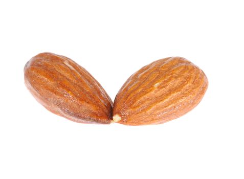 ripe kernel almond isolated on white background