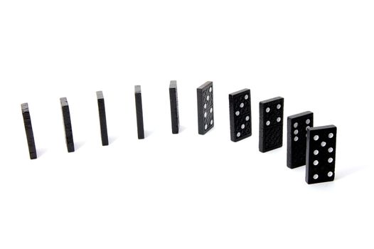 chain of dominoes isolated on a white background