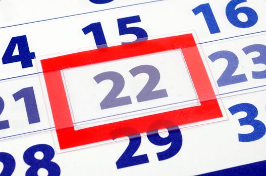 date of today shown by calendar with red pointer