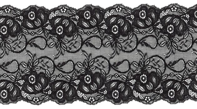 flowered  black lace on white background 