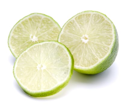 Fresh  lime Slices on the white background