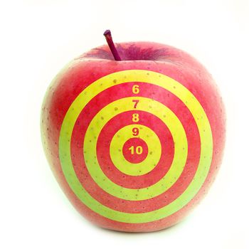 Apple with target on it                               