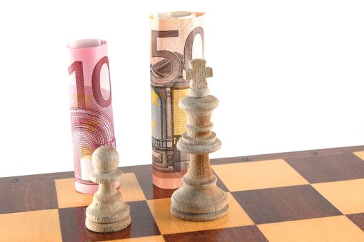 Some chessman isolated on a white background.