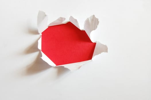 red hole with copypsace in blank white paper