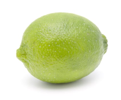 Single ripe lime on white background