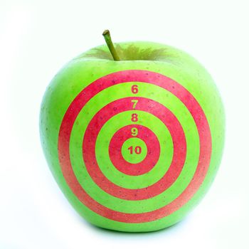 Apple with target on it.                               