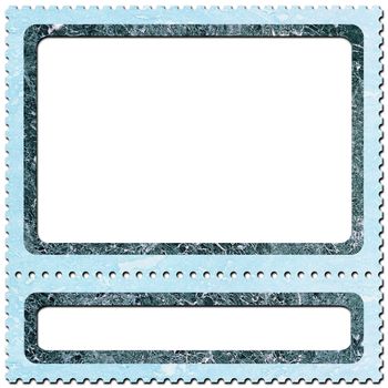 Frame look like postage-stamp with spaces for picture and text