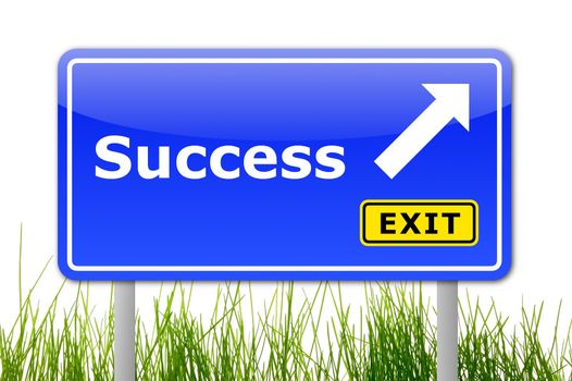 business success concept with illustration of road sign