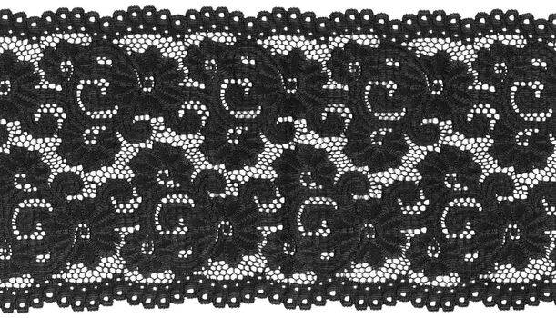 flowered  black lace on white background                            