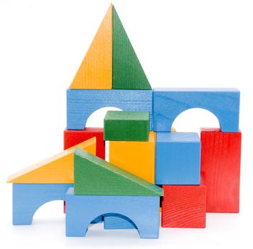 Baby blocks figure - wood color toys isolated