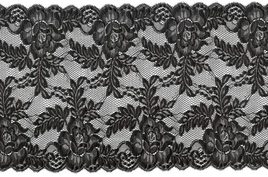 flowered  black lace on white background                            