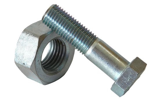 Female screw and screw-bolt on white background.                               