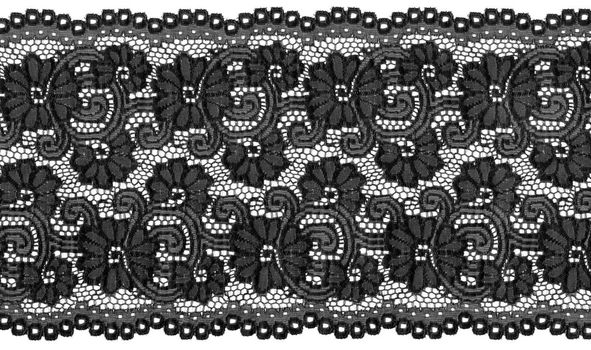 flowered  black lace on white background                            