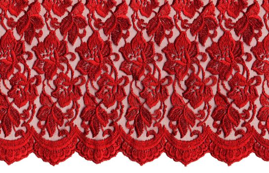 red  lace on white background 