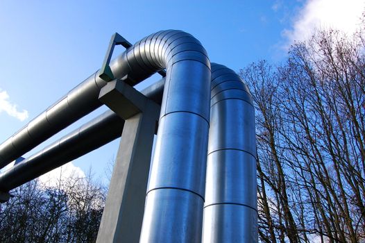 pipes of an industrial oil pipeline for the transport of oil