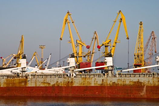 transportation series: sea freight terminal and crane