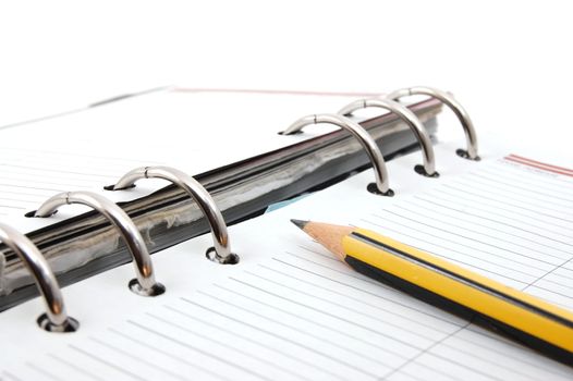 business organizer on white background with pen