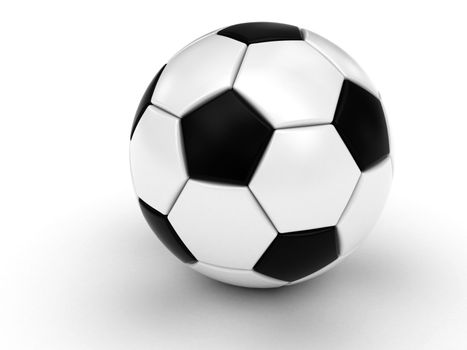 Soccer ball on white background rendered with soft shadows. High resolution 3D image. 