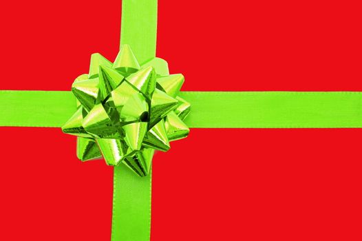 christmas gift with ribbon and copy space