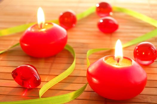 christmas candle or spa decoration showing relaxation