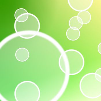 abstract green spring background with bubbles and copyspace