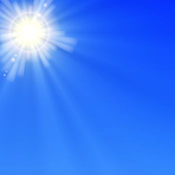 blue sky with sun and copyspace for text message