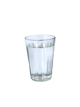 A glass of water on white background