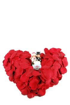 beaufiful red heart made of rose petals (isolated on white background)