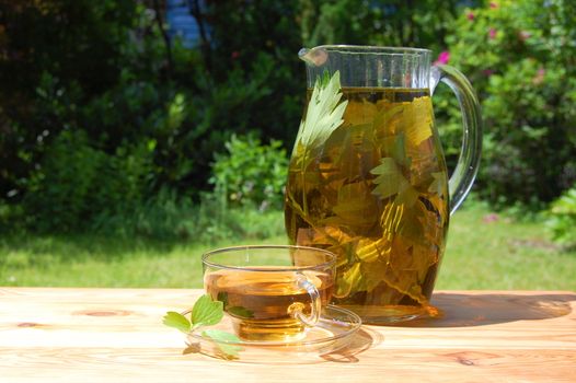 cup of tea in the garden at summer