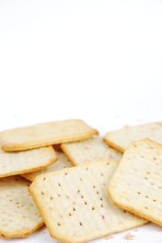 rectangular cheese crackers isolated on white background