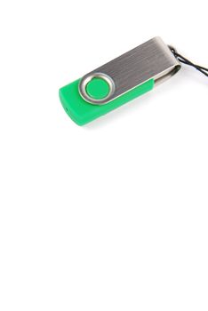 green pen drive isolated on white background