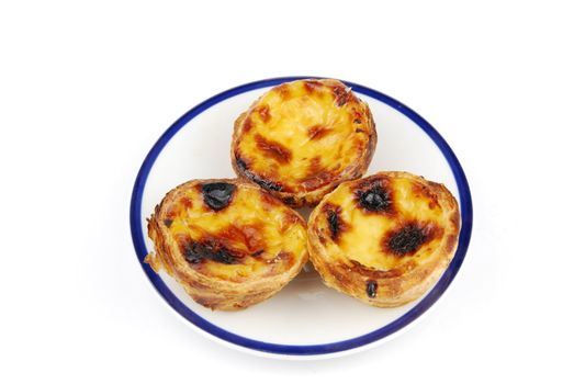 delicious pasteis de nata, typical pasty from Lisbon - Portugal (isolated on white background)