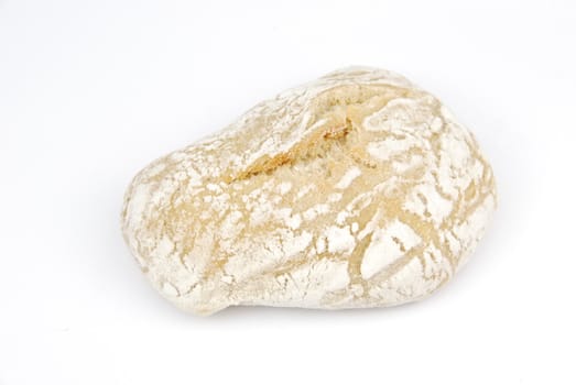 one fresh and baked white wheat bread (isolated on white background)