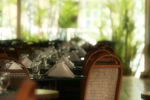 empty restaurant in hotel before dinner time