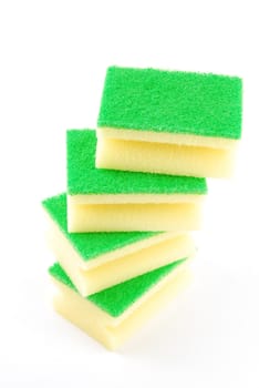 ktchen sponges tower isolated on white background
