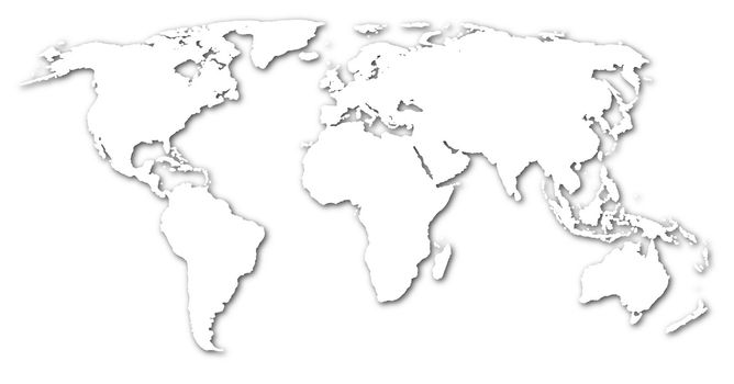 map of the world isolated on white background