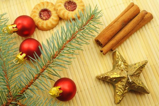 christmas still life showing xmas or advent concept