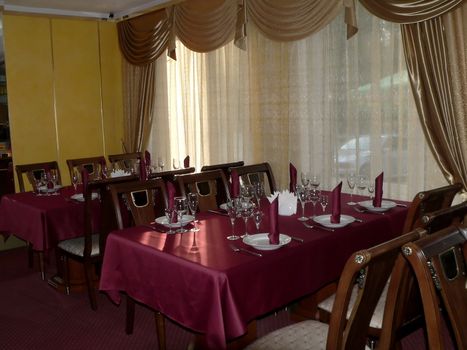 Setting of the table in restaurant