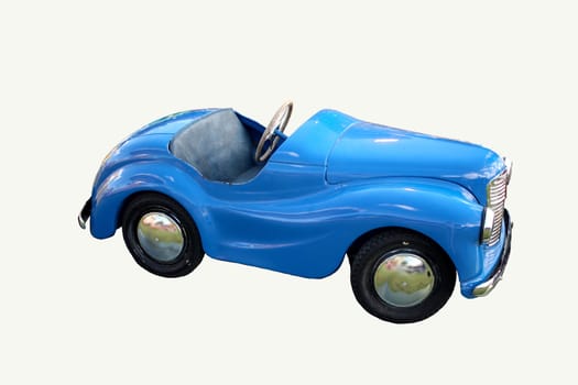 isolated old fashioned blue toy pedal car