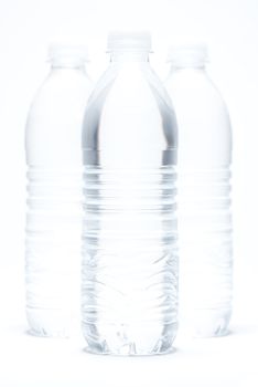 Water Bottles Abstract Image on a Gradated White Background.