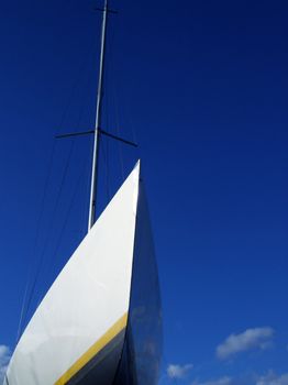 The white boat in the port